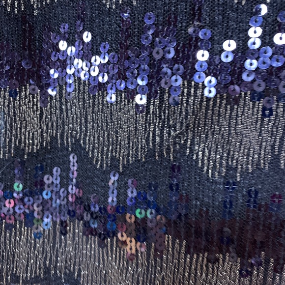 Romeo & Juliet Black Blue Sequin Mini Skirt L - Picture 4 of 5